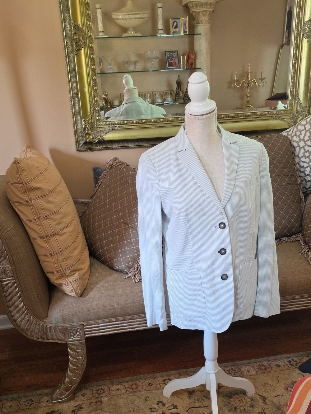 Light Blue Pinstripe Women’s Blazer - Classic Tailored Jacket